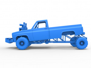Old school pulling truck 4wd Scale 1 to 25 3D Print Model