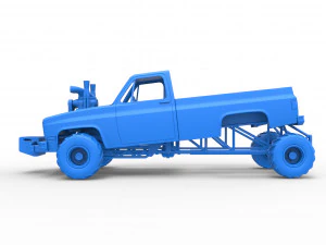 Old school pulling truck 4wd Scale 1 to 25 3D Print Model