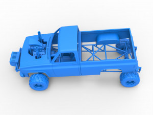 Old school pulling truck 4wd Scale 1 to 25 3D Print Model
