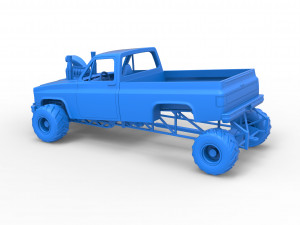 Old school pulling truck 4wd Scale 1 to 25 3D Print Model
