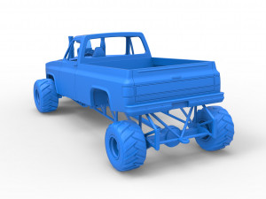 Old school pulling truck 4wd Scale 1 to 25 3D Print Model