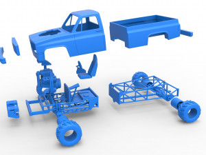 Old school pulling truck 4wd Scale 1 to 25 3D Print Model