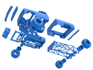 Old school pulling truck 4wd Scale 1 to 25 3D Print Model