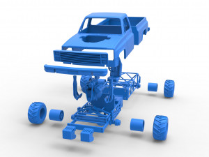 Old school pulling truck 4wd Scale 1 to 25 3D Print Model