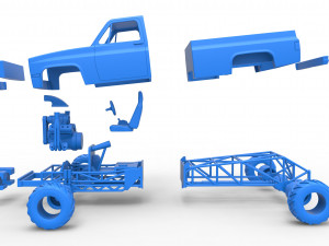 Old school pulling truck 4wd Scale 1 to 25 3D Print Model