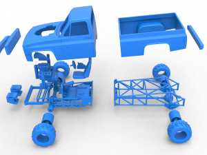Old school pulling truck 4wd Scale 1 to 25 3D Print Model