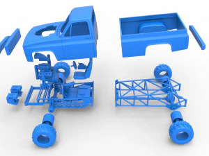 Old school pulling truck 4wd Scale 1 to 25 3D Print Model