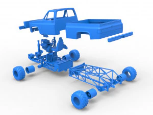 Old school pulling truck 4wd Scale 1 to 25 3D Print Model
