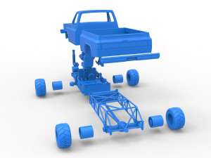 Old school pulling truck 4wd Scale 1 to 25 3D Print Model