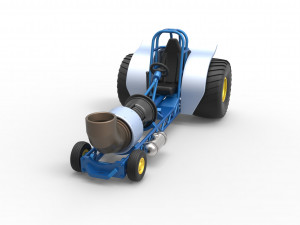 Mini Rod pulling tractor with jet engine 2 Scale 1 to 25 Model Cetak 3D