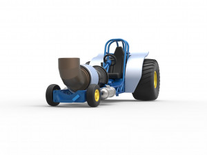 Mini Rod pulling tractor with jet engine 2 Scale 1 to 25 Model Cetak 3D
