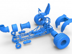 Mini Rod pulling tractor with jet engine 2 Scale 1 to 25 Model Cetak 3D