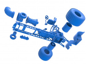 Mini Rod pulling tractor with jet engine 2 Scale 1 to 25 Model Cetak 3D