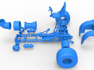 Mini Rod pulling tractor with jet engine 2 Scale 1 to 25 Model Cetak 3D