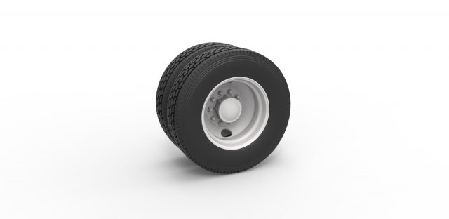 2 Hole rear double wheel of old school truck Scale 1 to 25 3Dプリントモデル .c4d .max .obj .3ds .fbx .stl .blend 