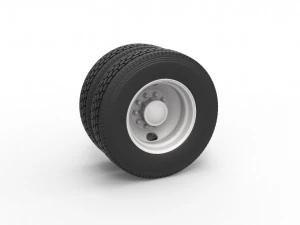 2 Hole rear double wheel of old school truck Scale 1 to 25 3D Print Model