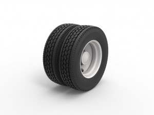 2 Hole rear double wheel of old school truck Scale 1 to 25 3Dプリントモデル