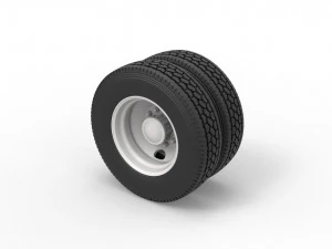 2 Hole rear double wheel of old school truck Scale 1 to 25 3D Print Model