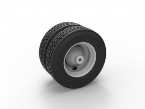 2 Hole rear double wheel of old school truck Scale 1 to 25 3Dプリントモデル