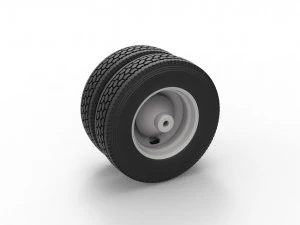2 Hole rear double wheel of old school truck Scale 1 to 25 3D Print Model