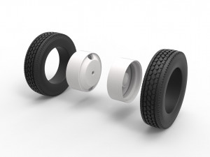 2 Hole rear double wheel of old school truck Scale 1 to 25 3Dプリントモデル