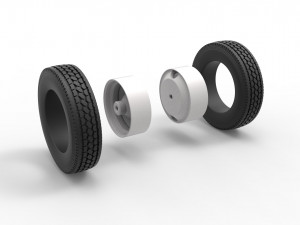2 Hole rear double wheel of old school truck Scale 1 to 25 3Dプリントモデル