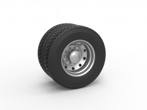 10 Hole rear double wheel of old school truck Scale 1 to 25 Modèles 3D en vedette