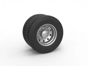 10 Hole rear double wheel of old school truck Scale 1 to 25 3D Print Model