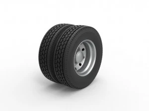 10 Hole rear double wheel of old school truck Scale 1 to 25 3D Print Model