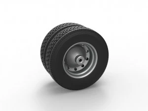 10 Hole rear double wheel of old school truck Scale 1 to 25 3D Print Model