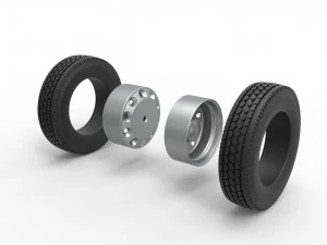 10 Hole rear double wheel of old school truck Scale 1 to 25 3D Print Model