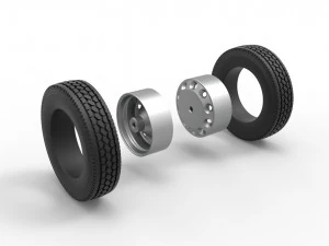 10 Hole rear double wheel of old school truck Scale 1 to 25 3D Print Model