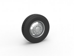 5 Hole front wheel of old school truck Scale 1 to 25 3D Print Model