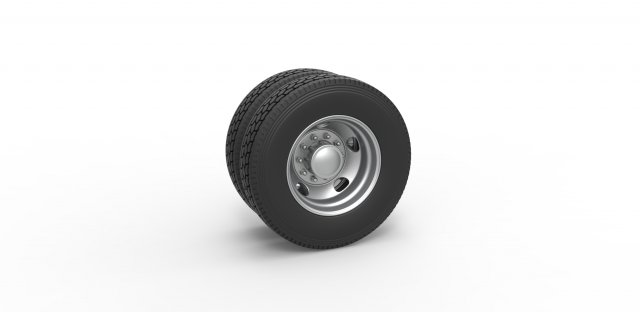 5 Hole rear double wheel of old school truck Scale 1 to 25 Modèles 3D en vedette .c4d .max .obj .3ds .fbx .stl .blend 