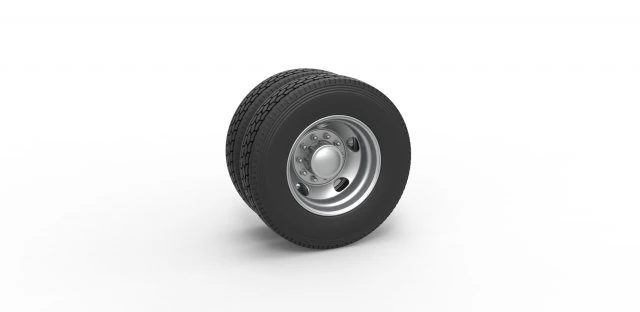5 Hole rear double wheel of old school truck Scale 1 to 25 3D Print Model .c4d .max .obj .3ds .fbx .stl .blend 