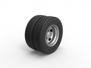 5 Hole rear double wheel of old school truck Scale 1 to 25 Modèles 3D en vedette