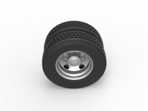 5 Hole rear double wheel of old school truck Scale 1 to 25 Modèles 3D en vedette