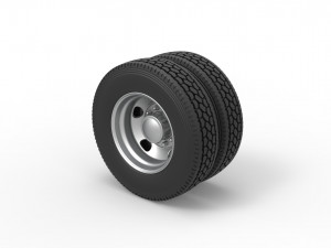 5 Hole rear double wheel of old school truck Scale 1 to 25 Modèles 3D en vedette