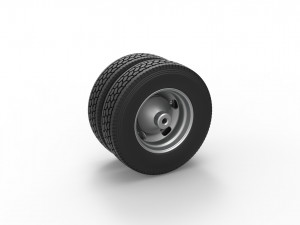 5 Hole rear double wheel of old school truck Scale 1 to 25 Modèles 3D en vedette