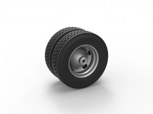 5 Hole rear double wheel of old school truck Scale 1 to 25 3D Print Model