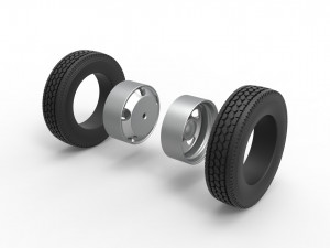 5 Hole rear double wheel of old school truck Scale 1 to 25 Modèles 3D en vedette