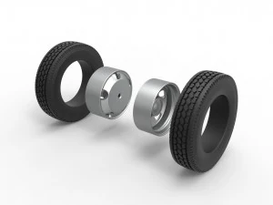 5 Hole rear double wheel of old school truck Scale 1 to 25 3D Print Model