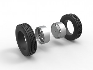 5 Hole rear double wheel of old school truck Scale 1 to 25 Modèles 3D en vedette