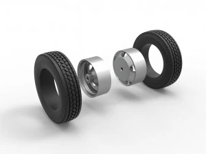 5 Hole rear double wheel of old school truck Scale 1 to 25 3D Print Model