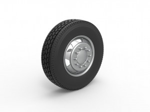 7 Hole front wheel of old school truck Scale 1 to 25 3D 프린트 모델