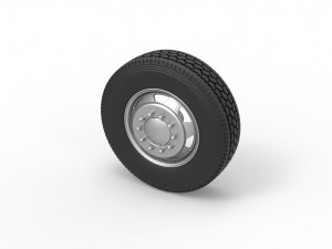 7 Hole front wheel of old school truck Scale 1 to 25 3D 프린트 모델