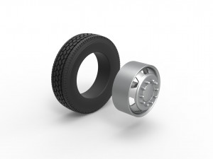 7 Hole front wheel of old school truck Scale 1 to 25 3D 프린트 모델