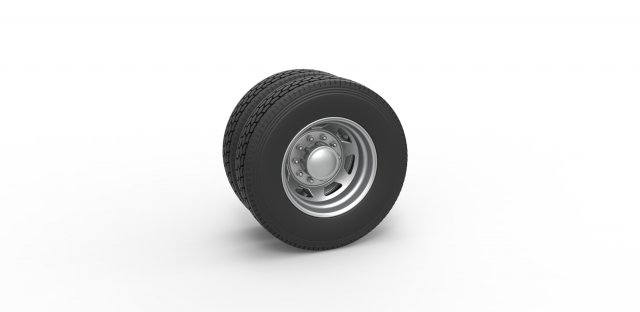 7 Hole rear double wheel of old school truck Scale 1 to 25 Modello di stampa 3D .c4d .max .obj .3ds .fbx .stl .blend 