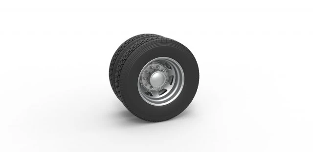 7 Hole rear double wheel of old school truck Scale 1 to 25 3D Print Model .c4d .max .obj .3ds .fbx .stl .blend 