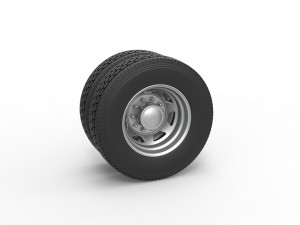 7 Hole rear double wheel of old school truck Scale 1 to 25 3D Baskı Modeli